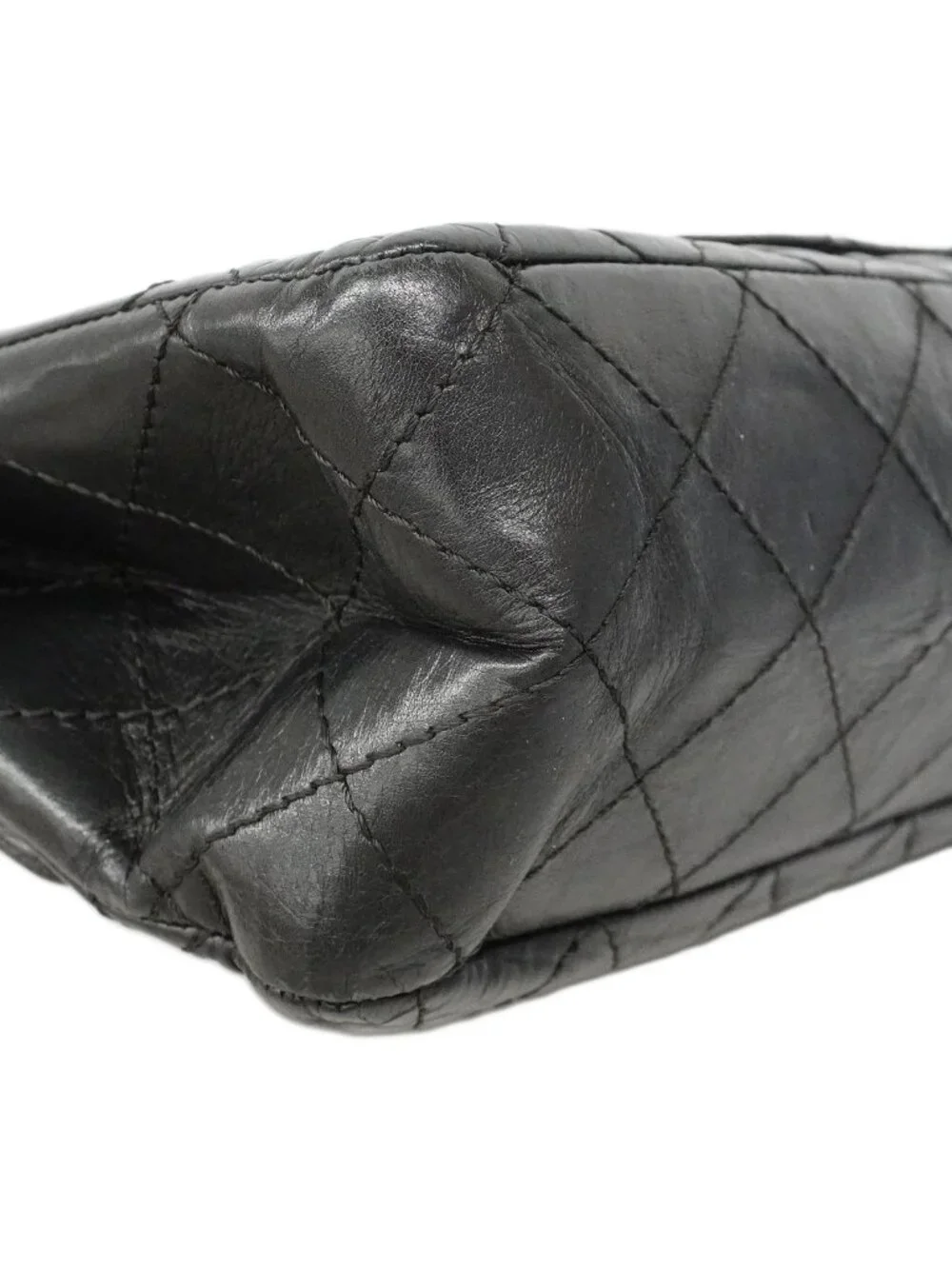 Chanel Shoulder Bag 2.55 Quilted Leather Black Silver